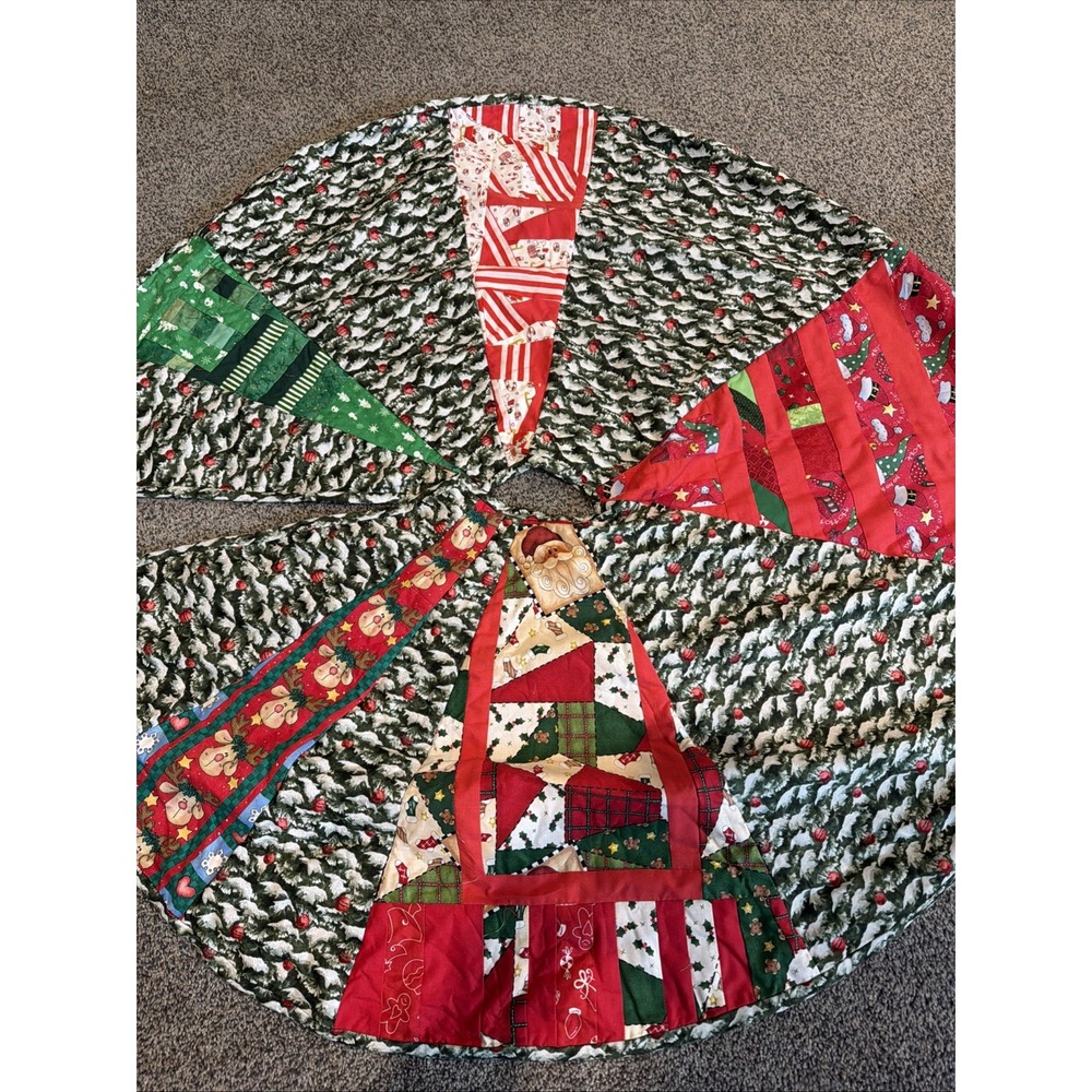 Quilted Christmas Tree Skirt 40" Diameter Round
